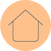 Icono de una casa simplificada que representa «Prestación de ayuda en caso de desastres y atención de emergencia».